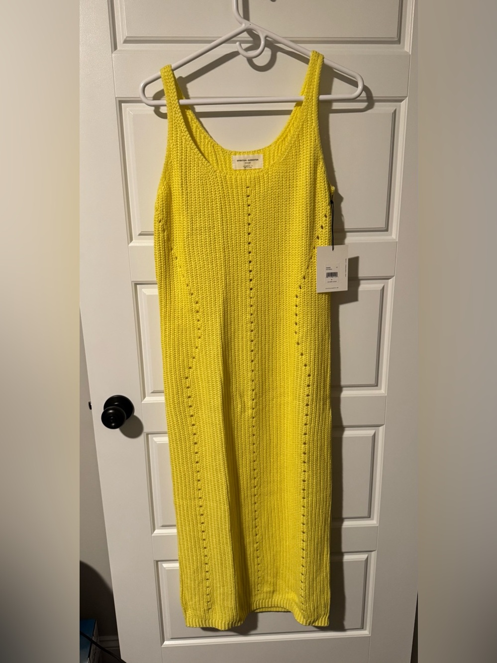NWT Spiritual Gangster Cotton/Cashmere Sweater Midi Tank Dress, Yellow, Size M